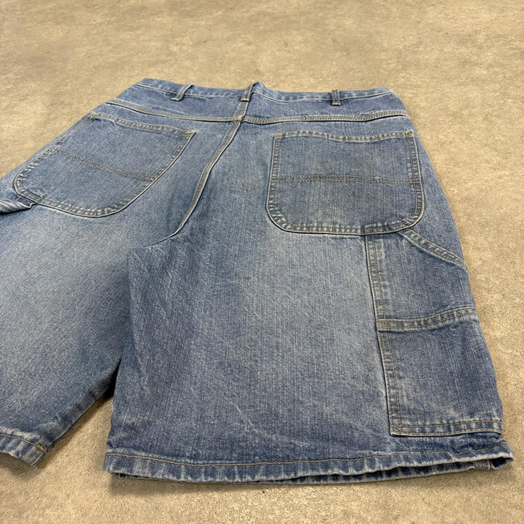 Vintage Carpenter Jorts Mens 32” Denim Light Blue Wash Jean Shorts Baggy Wide Leg Skate Surf Hip Hop 00s Y2K