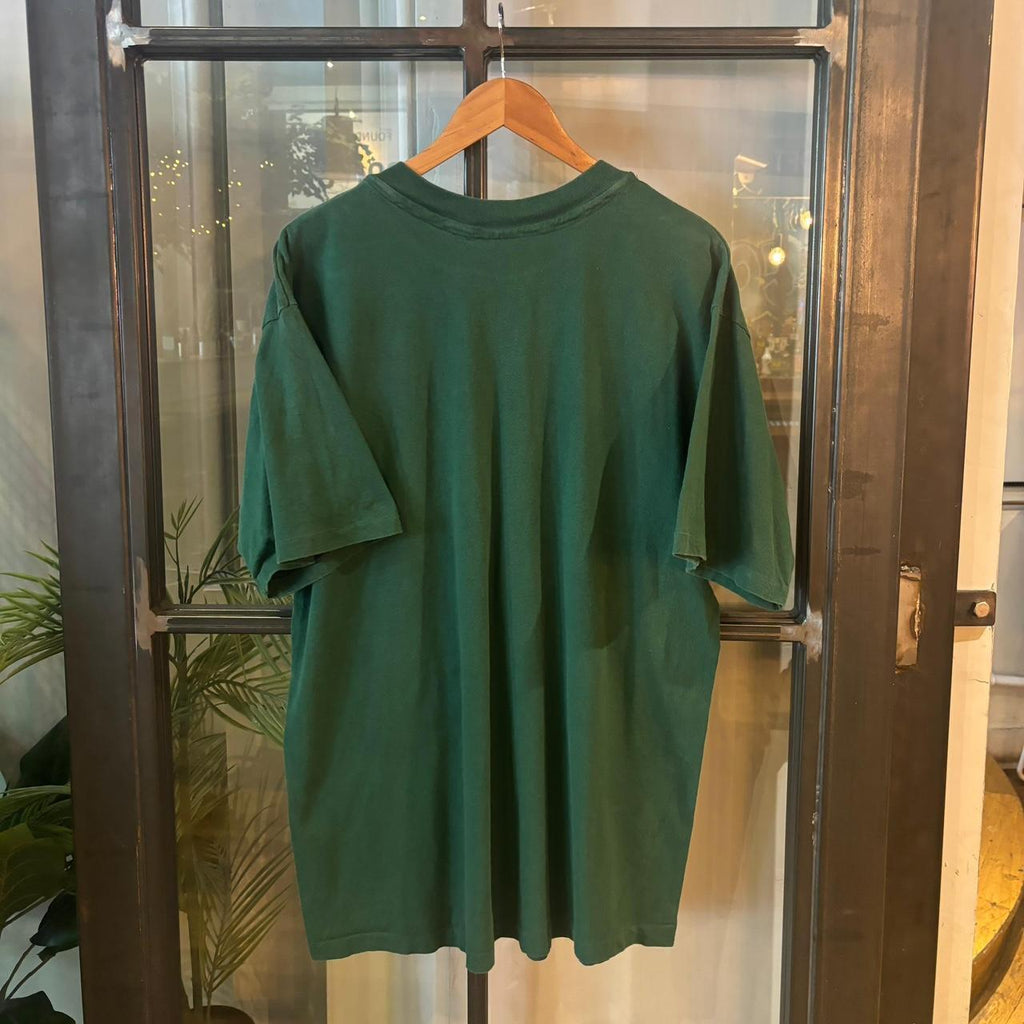 TEE429P - Vintage Retro Essential Dark Green Millikin University Graphic Print Single Stitch Top Tee T-shirt #90s #graphic #university #essential #millikin