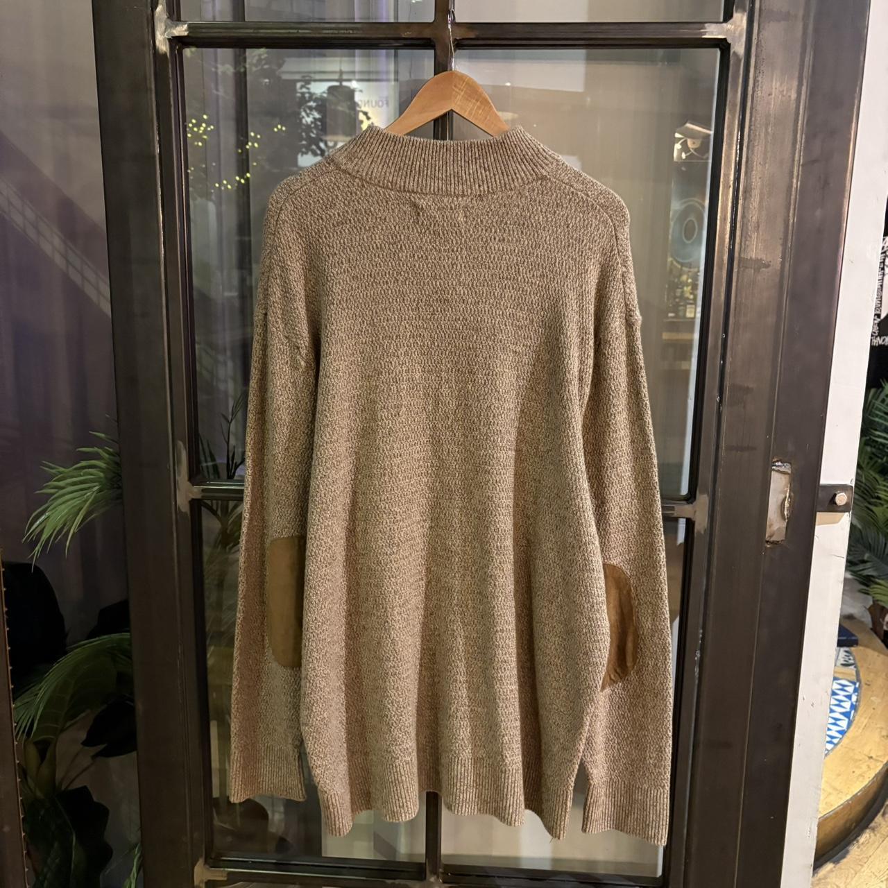 0125D69BR - Vintage Retro Essential Brown Chaps Knitted 1/4 Button Up Fleece Jumper Sweatshirt with embroidered logo #90s #sportswear #essential # brand #y2k