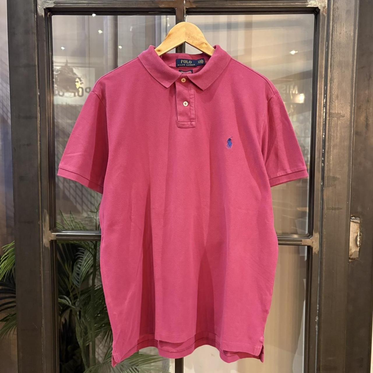BR1912ADX-F - Vintage Retro Ralph Lauren Plain Pink Polo Shirt Short Sleeve collared button up top  #Y2K #preppy #chiefkeef #oldmoney #ralphlauren