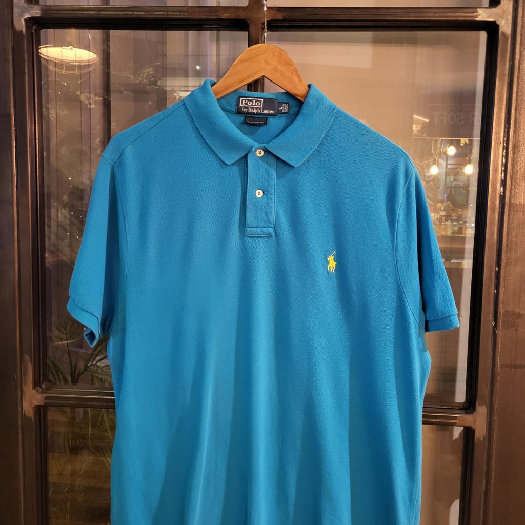 POL160 - Vintage Ralph Lauren Blue Polo Shirt Short Sleeve collared button up top #Y2K #preppy #chiefkeef #golf