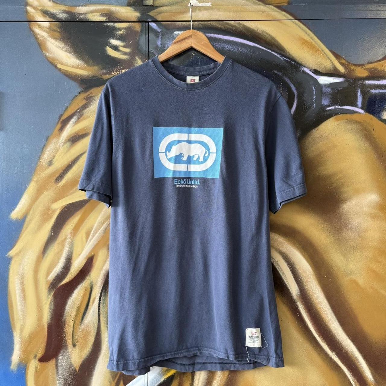 Vintage Ecko Unlimited T Shirt Tee Mens Large Blue Spellout Logo Graphic Skate Top Hip Hop 90s Y2K