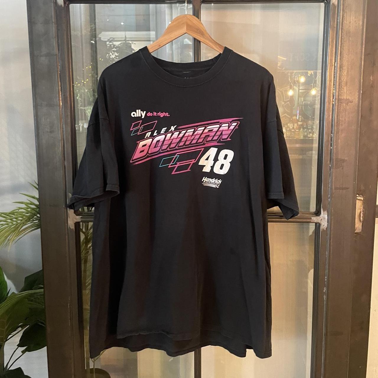 TEE00AF - Vintage Retro Essential Black Nascar Alex Bowman 48 Chevrolet Graphic Print Top Tee T-shirt #90s #graphic #racing #racer #nascar