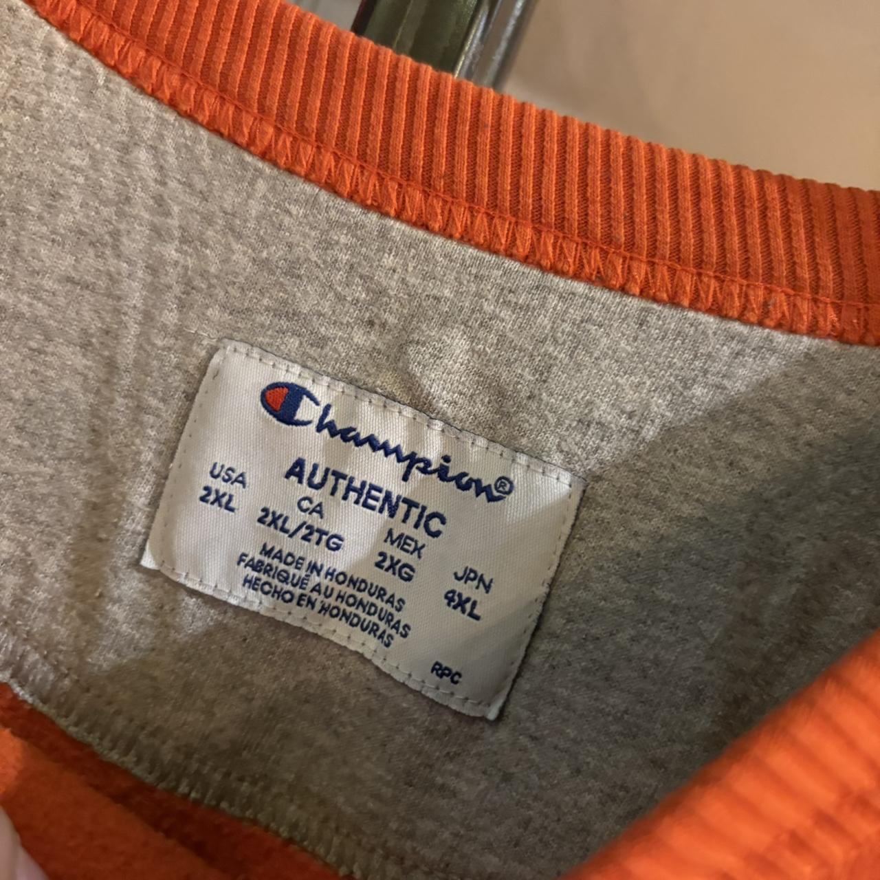 0125C26 - Vintage Retro Essential Champion Orange Crewneck Jumper Sweatshirt with embroidered chest logo #90s #sportswear #essential #y2k #champion