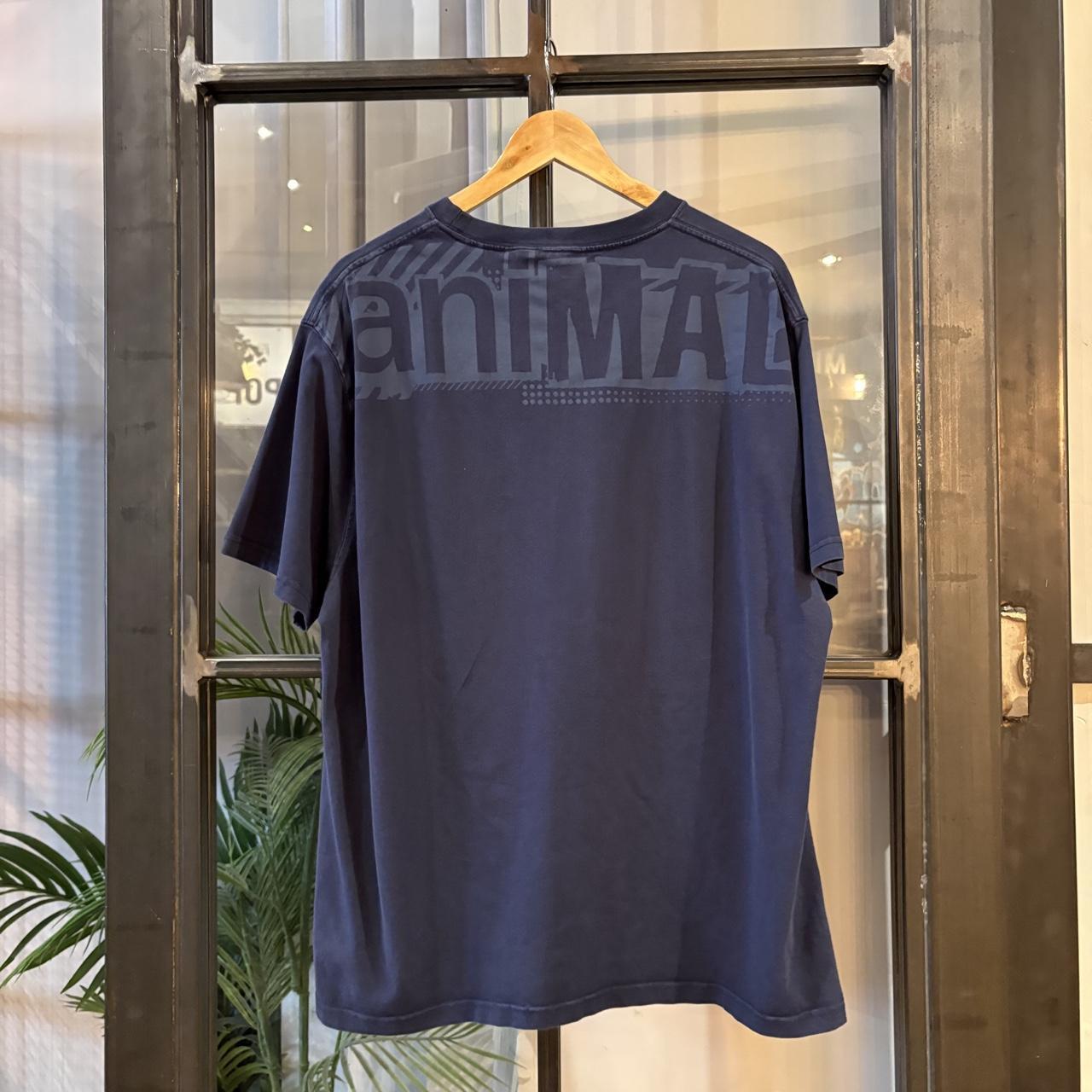 Vintage Animal T shirt Mens XXL Navy Blue Graffiti Style Box Logo Graphic Print Skate Surf Tee Top 90s Y2K 00s