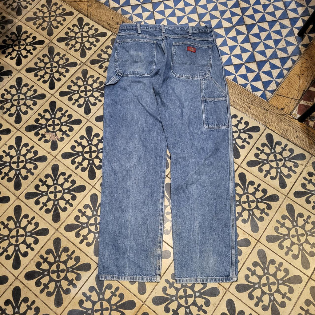 JNS214BR - Vintage retro essential Dickies Carpenter Blue Wash Denim Jeans Trousers pants #denim #dickies #carpenter #denimjeans #skater