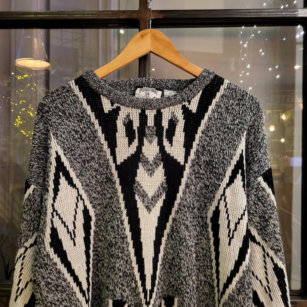 WDB063 - Vintage Retro grey black grandad knit Patterned Sweatshirt Knitwear sweater Jumper #hiphop #coogi #biggie #grandad #sweater