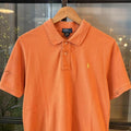POL394-F - Vintage Retro Ralph Lauren Orange Plain Polo Shirt Short Sleeve collared button up top  #Y2K #preppy #chiefkeef #oldmoney #ralphlauren