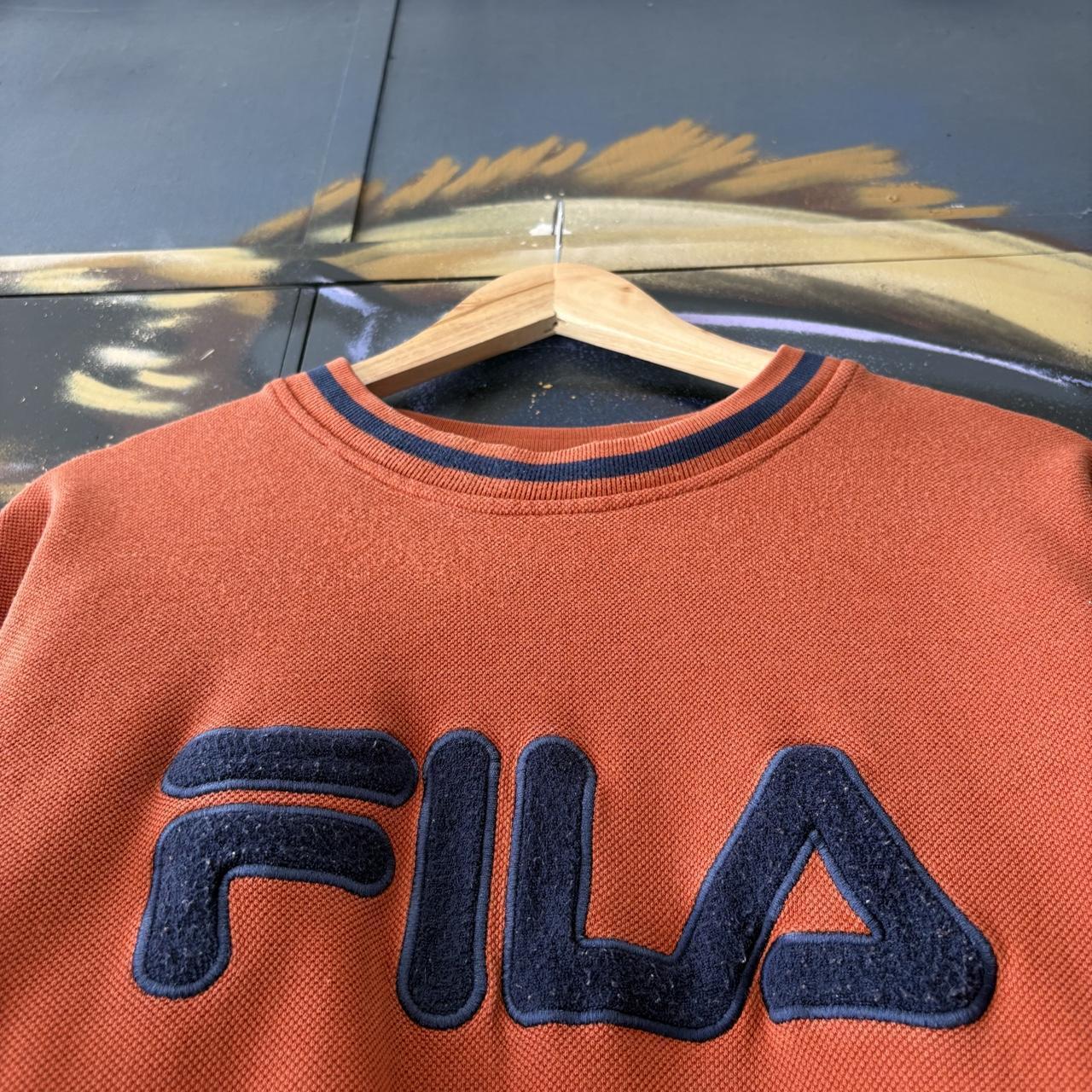 Vintage Fila Sweatshirt Mens Large Orange Spell Out Pullover Jumper Top 90s Y2K 00s