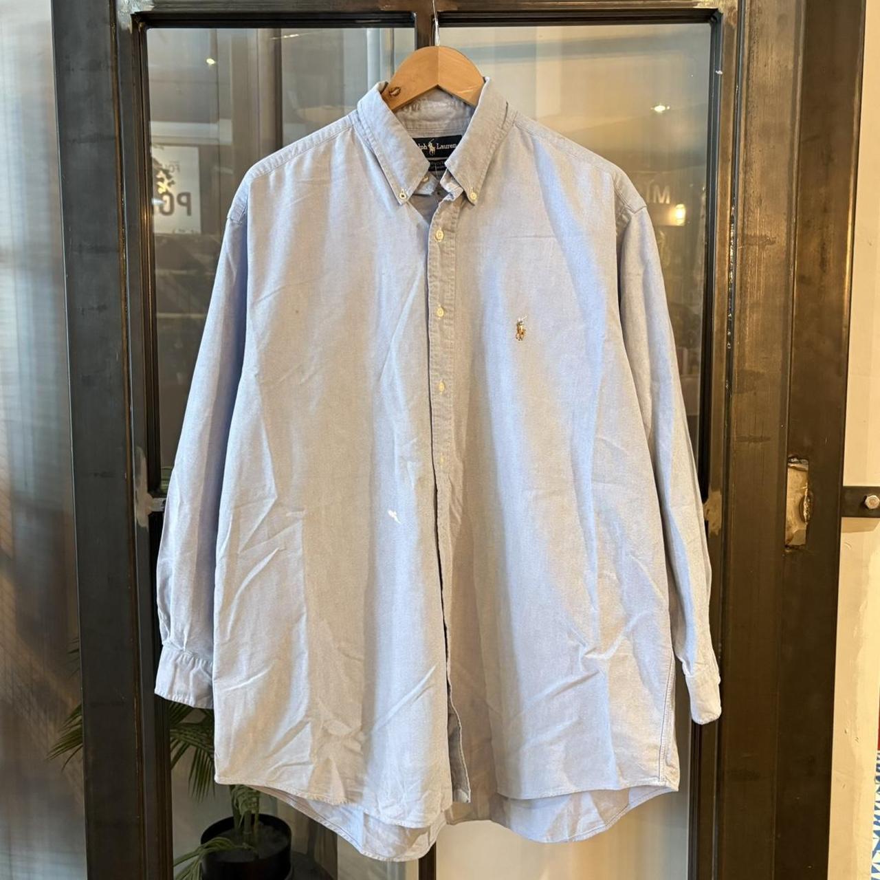 BR1209AV-F - Vintage Ralph Lauren Blue Plain Longsleeve collared button up polo shirt top #Y2K #preppy #chiefkeef #smartcasual #oldmoney