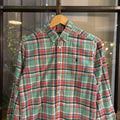 RLS121-P - Vintage Ralph Lauren Green Red Check Longsleeve collared button shirt up top #Y2K #preppy #chiefkeef #smartcasual #oldmoney