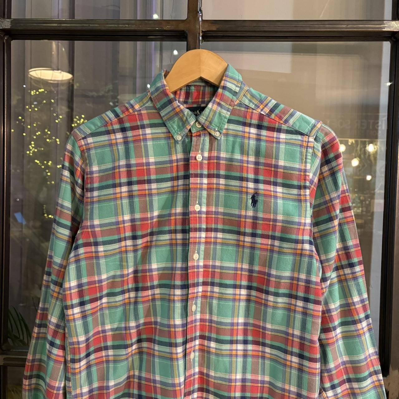 RLS121-P - Vintage Ralph Lauren Green Red Check Longsleeve collared button shirt up top #Y2K #preppy #chiefkeef #smartcasual #oldmoney