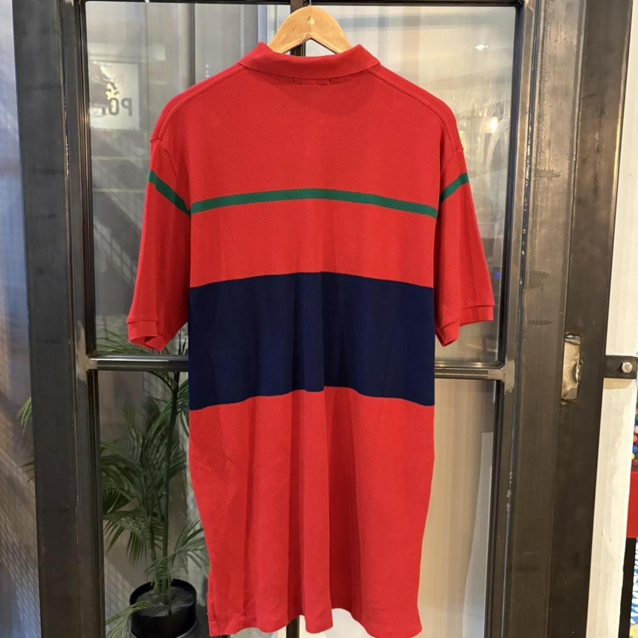 POL597-P - Vintage Retro Ralph Lauren Red and Navy Polo Shirt Short Sleeve collared button up top  #Y2K #preppy #chiefkeef #oldmoney #ralphlauren