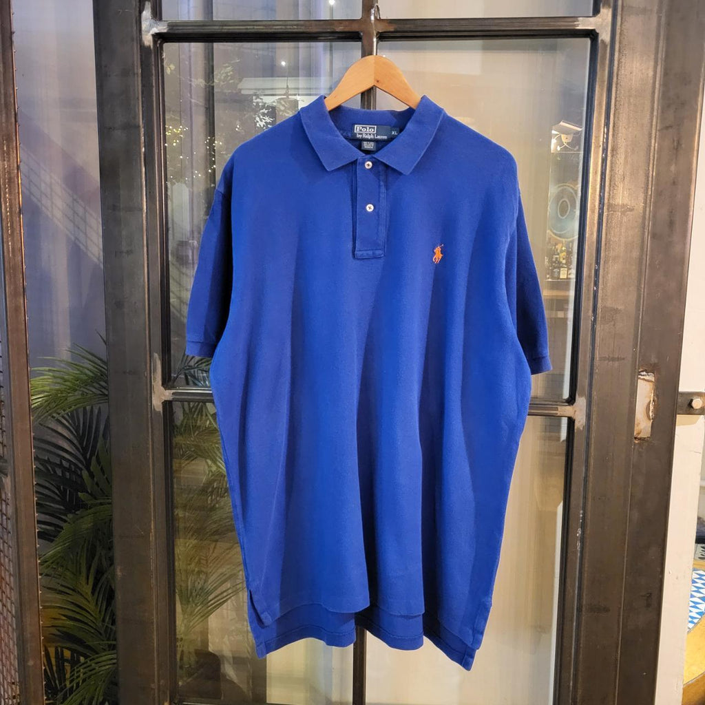 POL238 - Vintage Ralph Lauren Blue Polo Shirt Short Sleeve collared button up top #Y2K #preppy #chiefkeef #golf #oldmoney