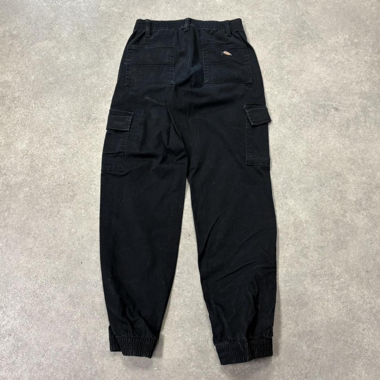 BR1011BO-U - Vintage retro essential Black Dickies Cargo Trousers pants casual workwear with elasticated waistband #skater #utility #workwear #straightleg #dickies