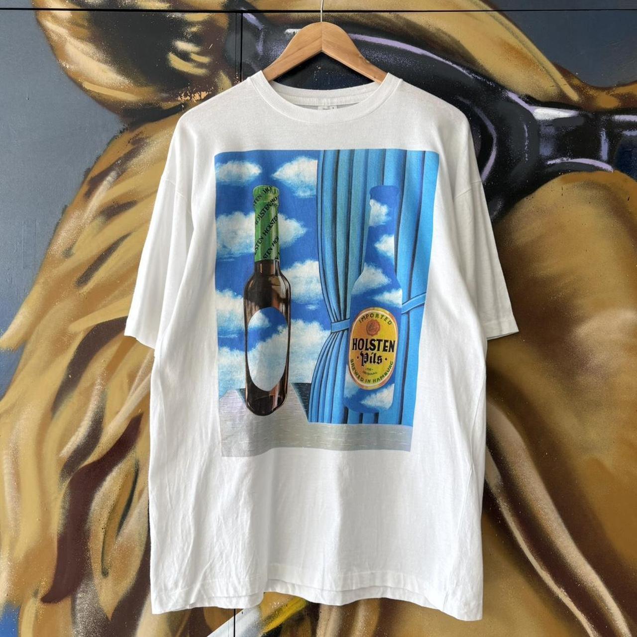 Vintage Holsten Pils T Shirt Mens XL White Beer Graphic Single Stitch Promo Alcohol Tee Top 90s Y2K