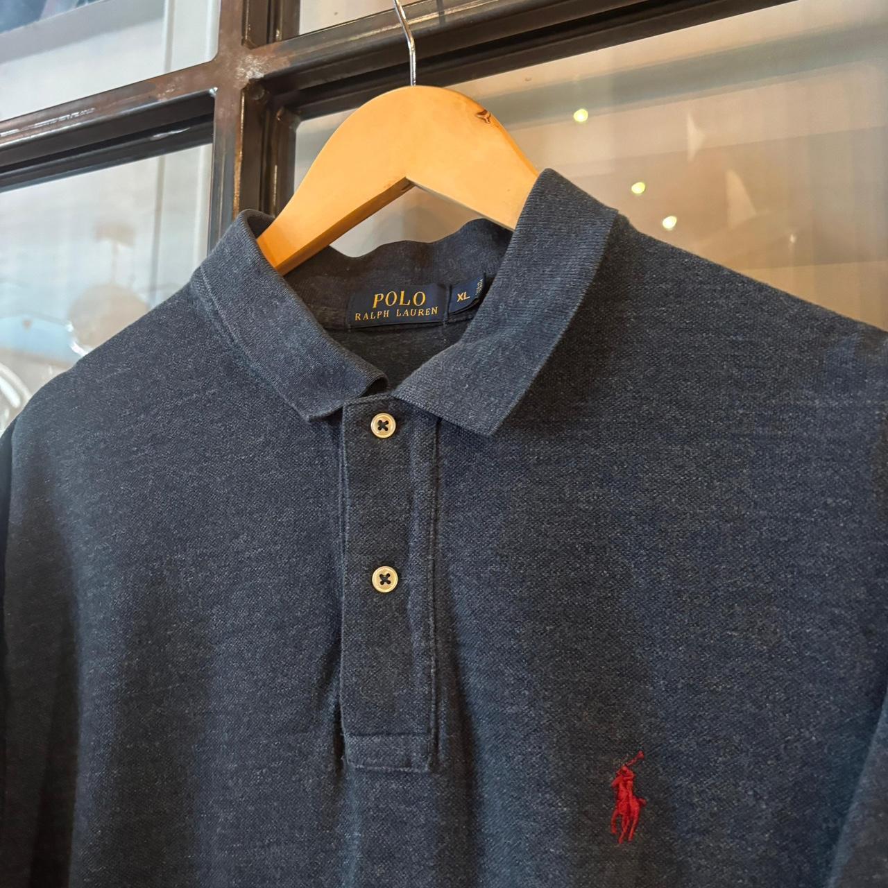 POL477F - Vintage Retro Ralph Lauren Navy Plain Polo Shirt Short Sleeve collared button up top  #Y2K #preppy #chiefkeef #oldmoney #ralphlauren