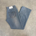 Vintage Light Blue Wash Jeans Mens 34x32 Denim Embroidered Detail Trousers Skate Western Vintage Y2K 90s