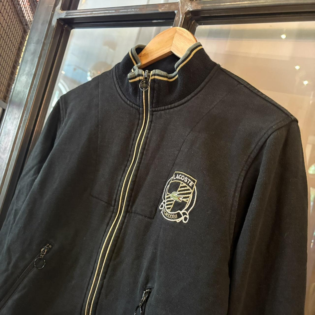 SWT577F - Vintage retro essential Black Lacoste full zip up Track outdoor fleece jacket #sportswear #y2k #preppy #lacoste #oldmoney