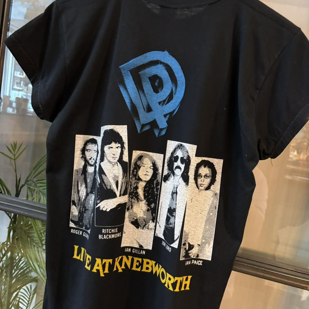 TEE468F - Vintage Retro Essential Black Original Knebworth Music Festival Depo Purple With Special Guest Meatloaf Graphic Print Top Tee T-shirt #90s #graphic #tour #deeppurple #festival