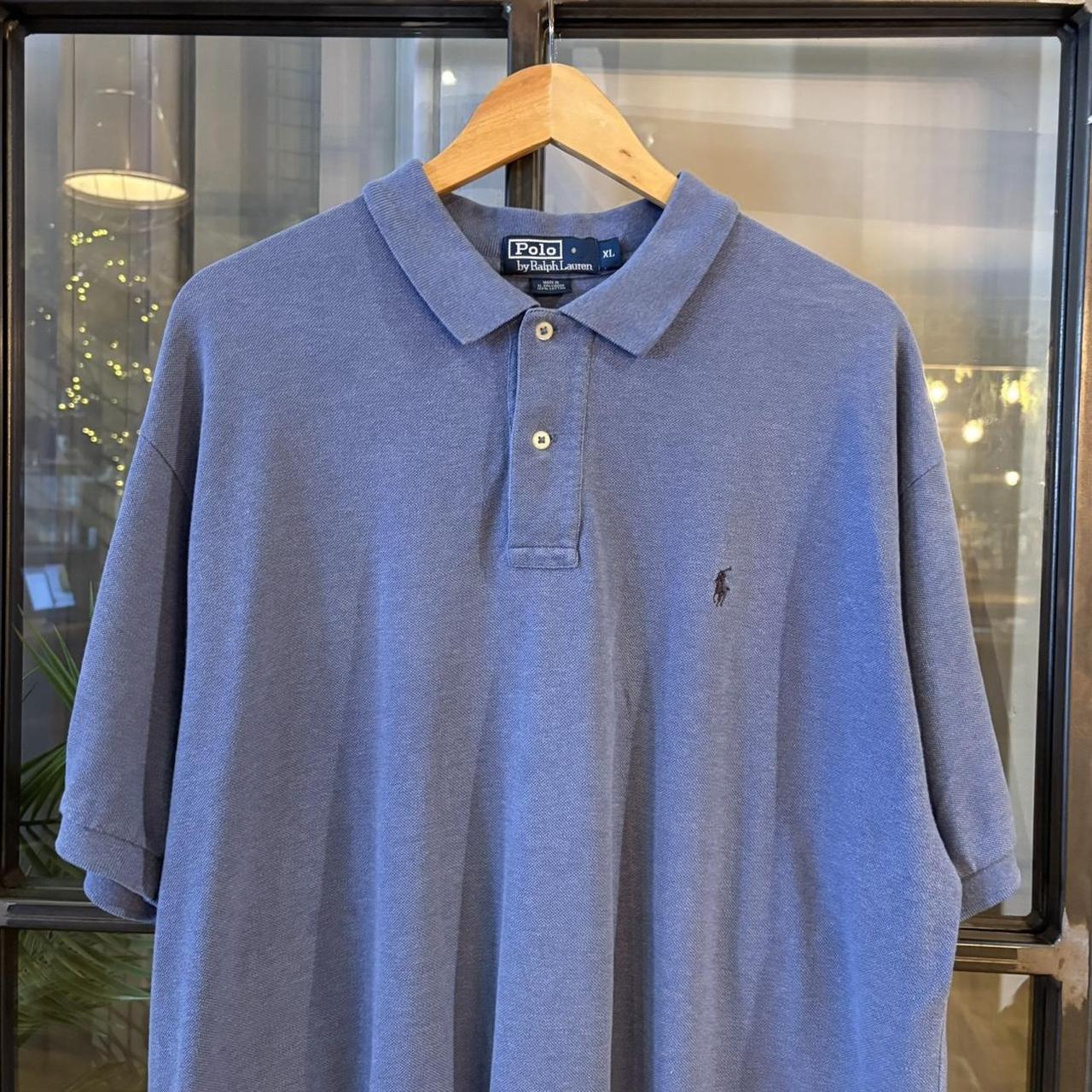 POL554F - Vintage Retro Ralph Lauren Plain Lavender Polo Shirt Short Sleeve collared button up top  #Y2K #preppy #chiefkeef #oldmoney #ralphlauren