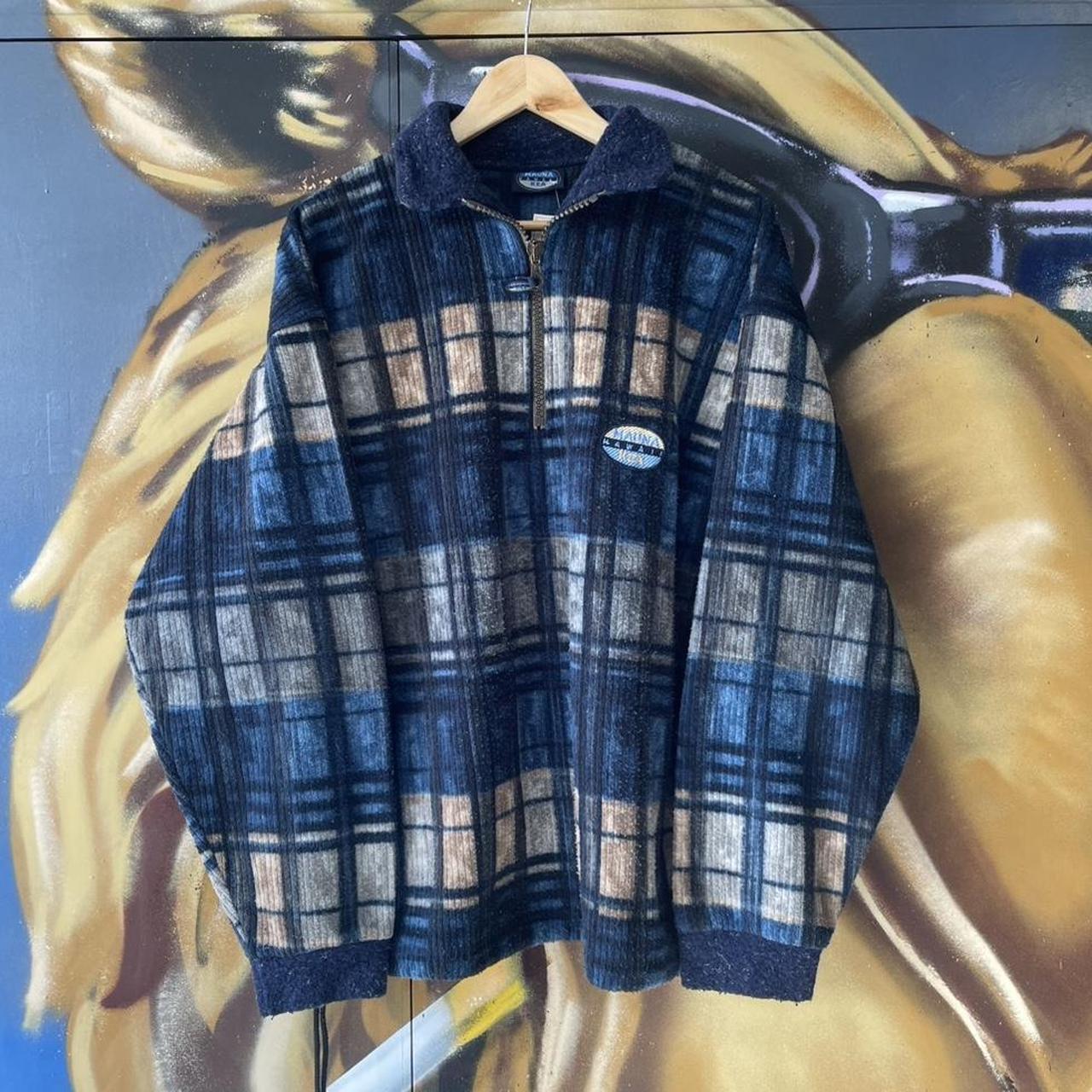 Y2K Mauna Checkered Plaid Quarter Zip Fleece