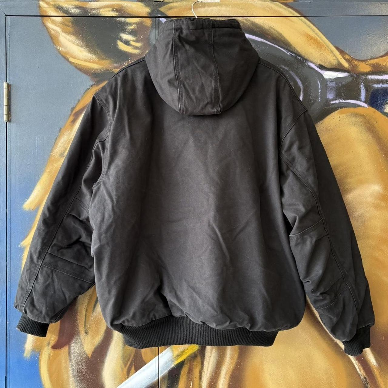 Vintage Workwear Active Jacket Mens Large Black Hooded Canvas Heavyweight Carhartt Style Coat 90s Y2K