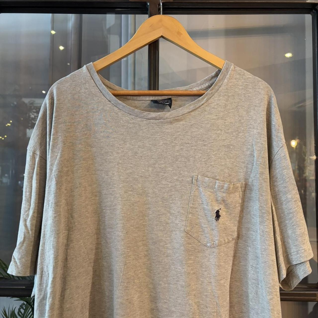 TEE475F - Vintage Retro Essential Polo Ralph Lauren Plain Basic Grey Pocket Top Tee T-shirt #90s #poloralphlauren #oldmoney #essential #basic