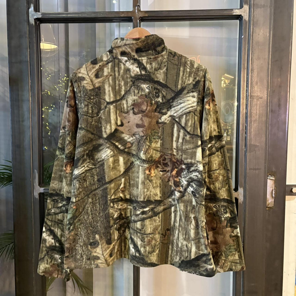 RTB083BR - Vintage Retro essential RealTree Camouflage Khaki Green Brown Field Hunting graphic print 1/4 zip Sweatshirt Fleece #camo #utility #realtree #hunting