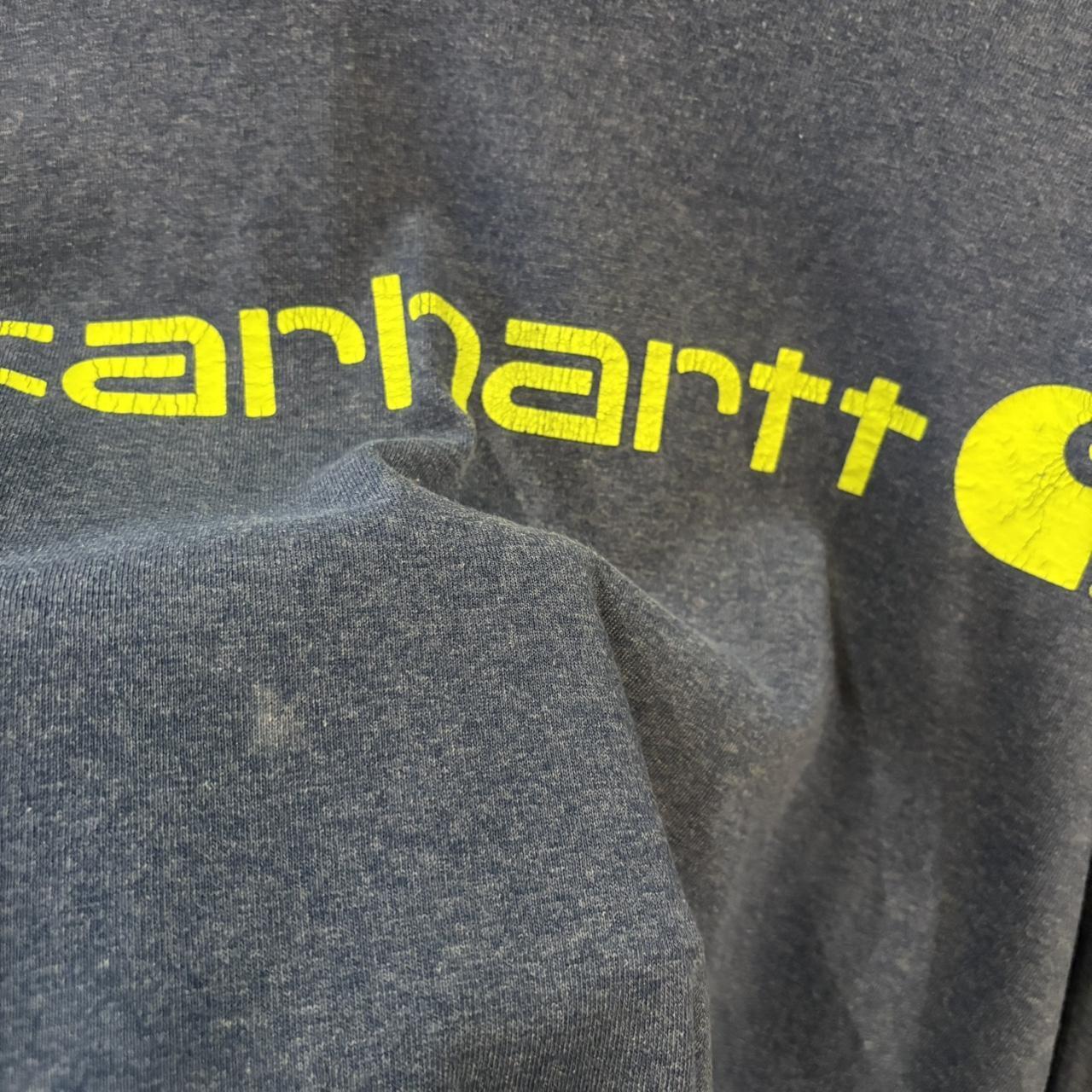BR2401CH-F - Vintage Retro Essential Blue Carhartt Logo Spell Out Graphic Print Top Tee T-shirt  #skater #workwear  #carhartt #y2k #graphic