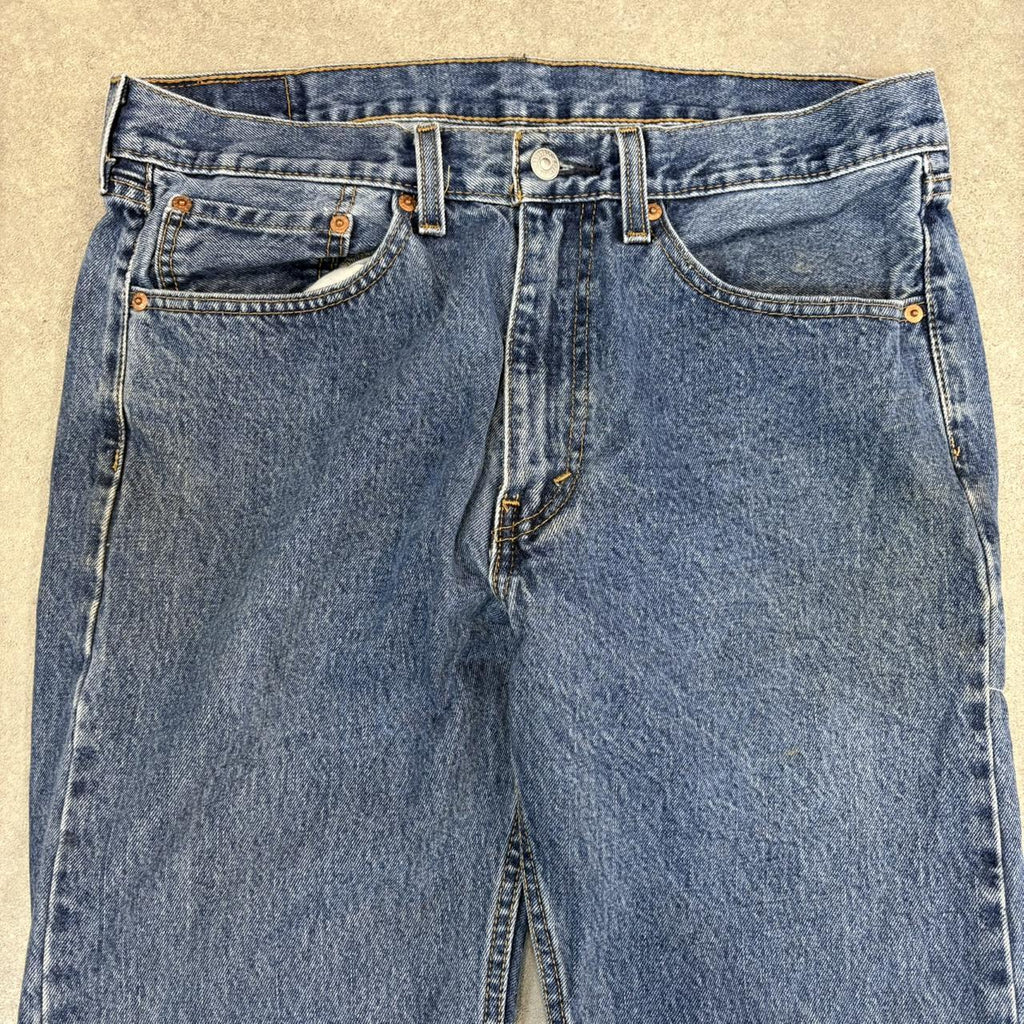 Vintage Blue Wash Levi’s 505 Jeans Mens 35” Mid-Rise Waist Straight Leg Denim Trousers Skate Western Vintage Y2K 90s