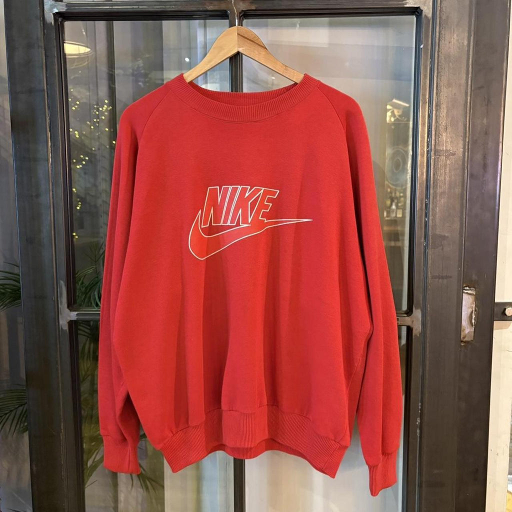 Vintage Retro Essential Red 80s / 90s Nike Crewneck Jumper Sweatshirt with print logo #90s #sportswear #essential #80s #nike