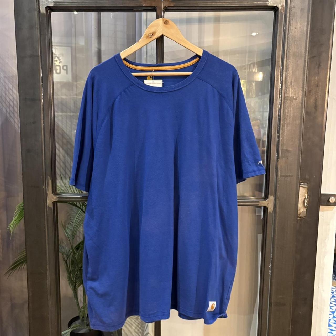 BR2306NL-F - Vintage Retro Essential Blue Carhartt Plain Top Tee T-shirt with embroidered patch logo #skater #workwear  #carhartt #y2k #pocket