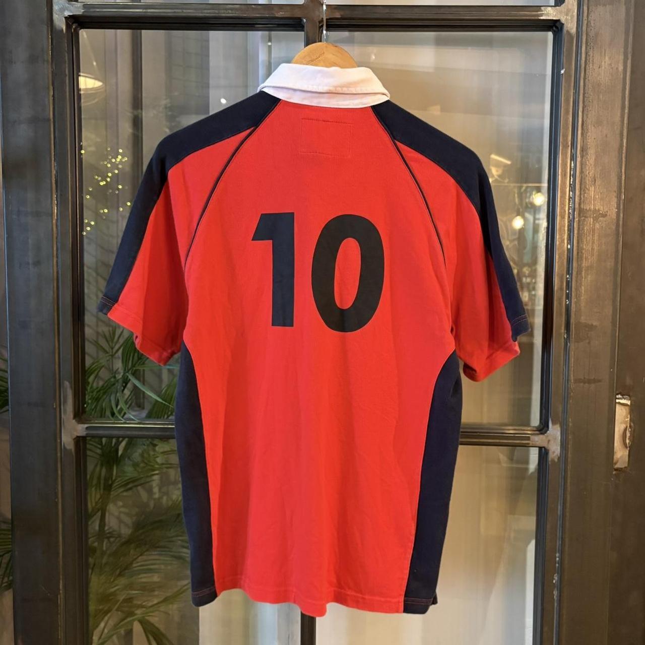 0425A26F - Vintage Retro Essential Cotton Traders 4 Nations Rugby Jersey short sleeve Collared Polo Shirt Top with number 10 print on back #rugby #jersey #fournations #sportswear