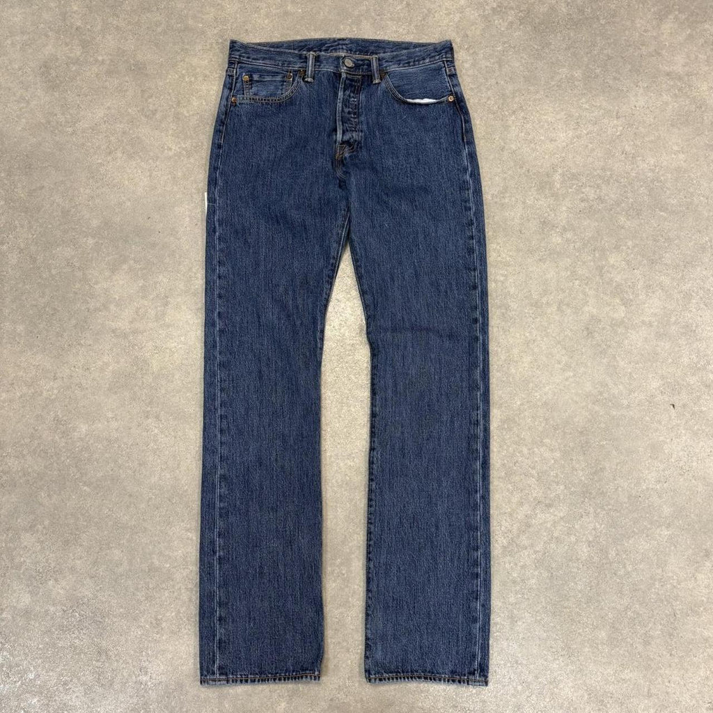Vintage Levis 501 Jeans Mens 32" Waist Denim Wash Trouser 36" Straight Leg long Western Cowboy USA