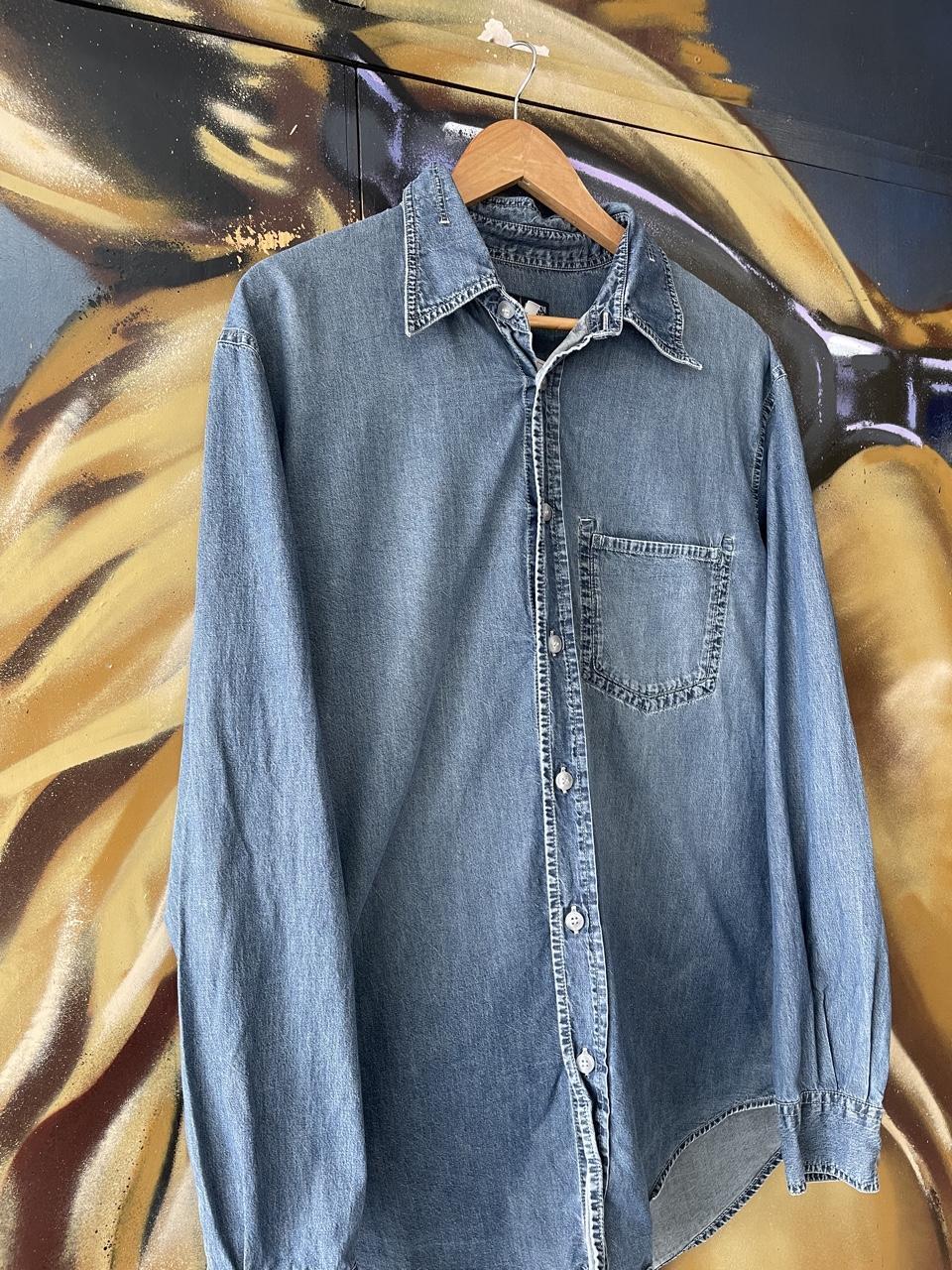 Armani Denim Chambray Button Up Shirt