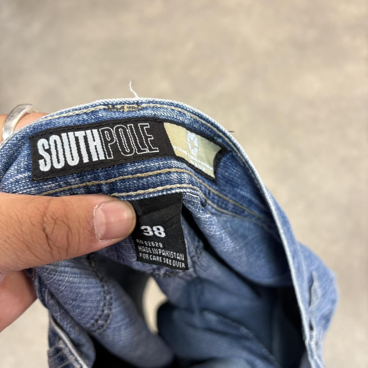 Vintage Blue Wash Southpole Jorts Mens 38” Baggy Wide Leg Skate Surf Denim Jean Shorts Hip Hop Streetwear Y2K