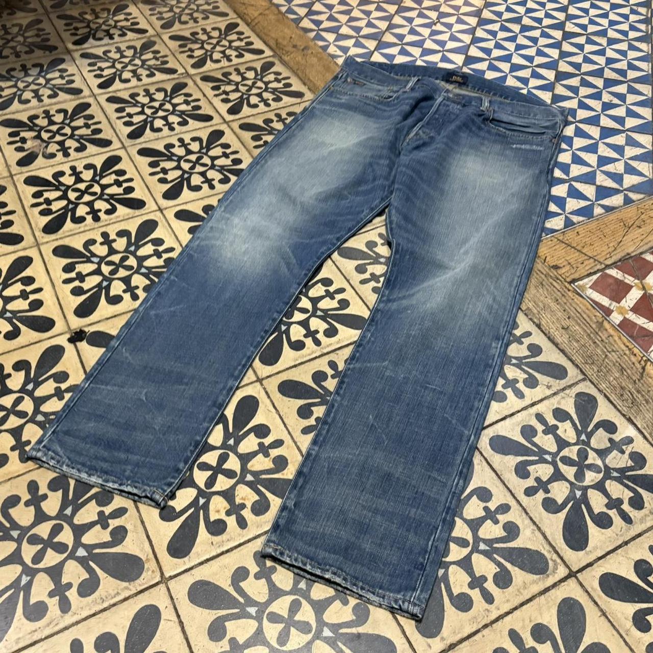TRW478F - Vintage retro essential Polo Ralph Lauren Blue Wash Denim Jeans Trousers pants #denim #straightleg #poloralphlauren