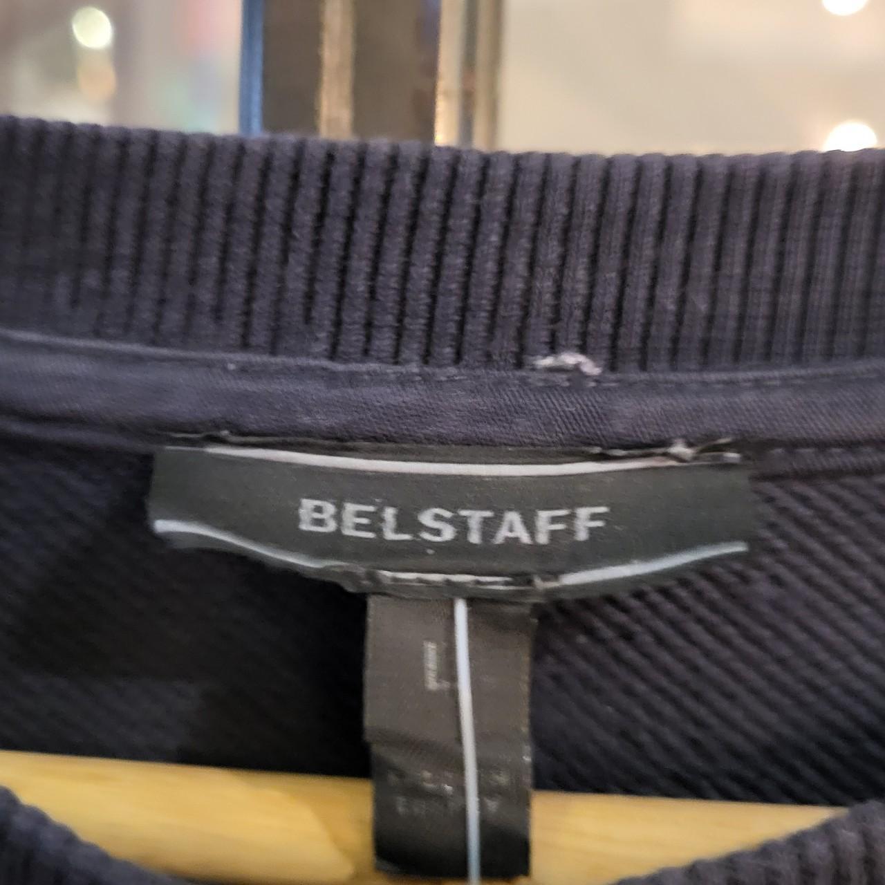 SWT126-P - Vintage retro navy essential Belstaff sweatshirt jumper pullover crewneck with arm logo true vintage Y2K 90s wide boxy fit