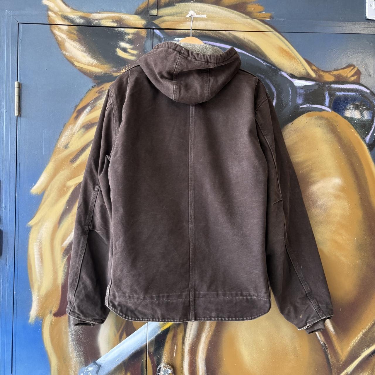 Vintage Carhartt Active Jacket Mens Large J141-DKB Hooded Full Zip Canvas Heavyweight Fleece Lined Coat 90s Y2K