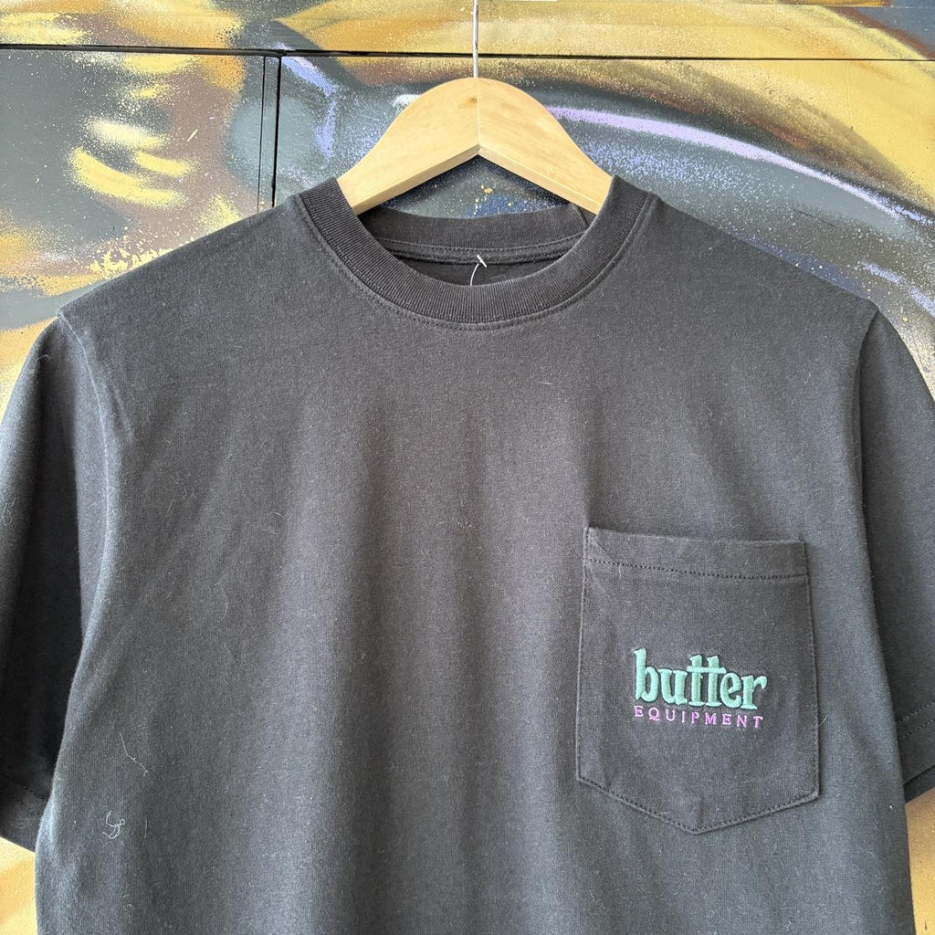 Butter Goods T shirt Mens Small Black Pocket Equipment Embroidered Skate Organic Cotton Tee Top