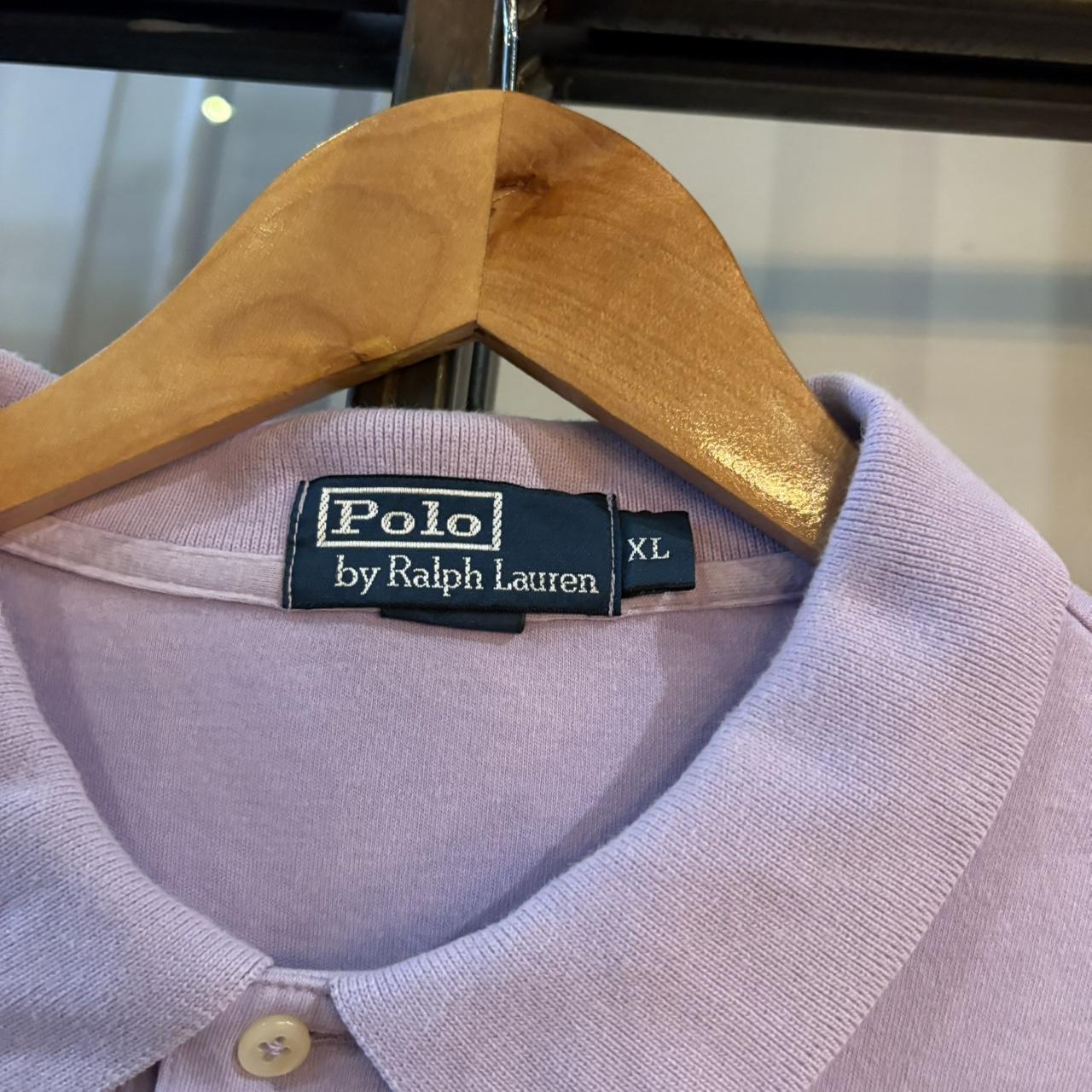 POL537F - Vintage Retro Ralph Lauren Plain Lavender Polo Shirt Short Sleeve collared button up top  #Y2K #preppy #chiefkeef #oldmoney #ralphlauren
