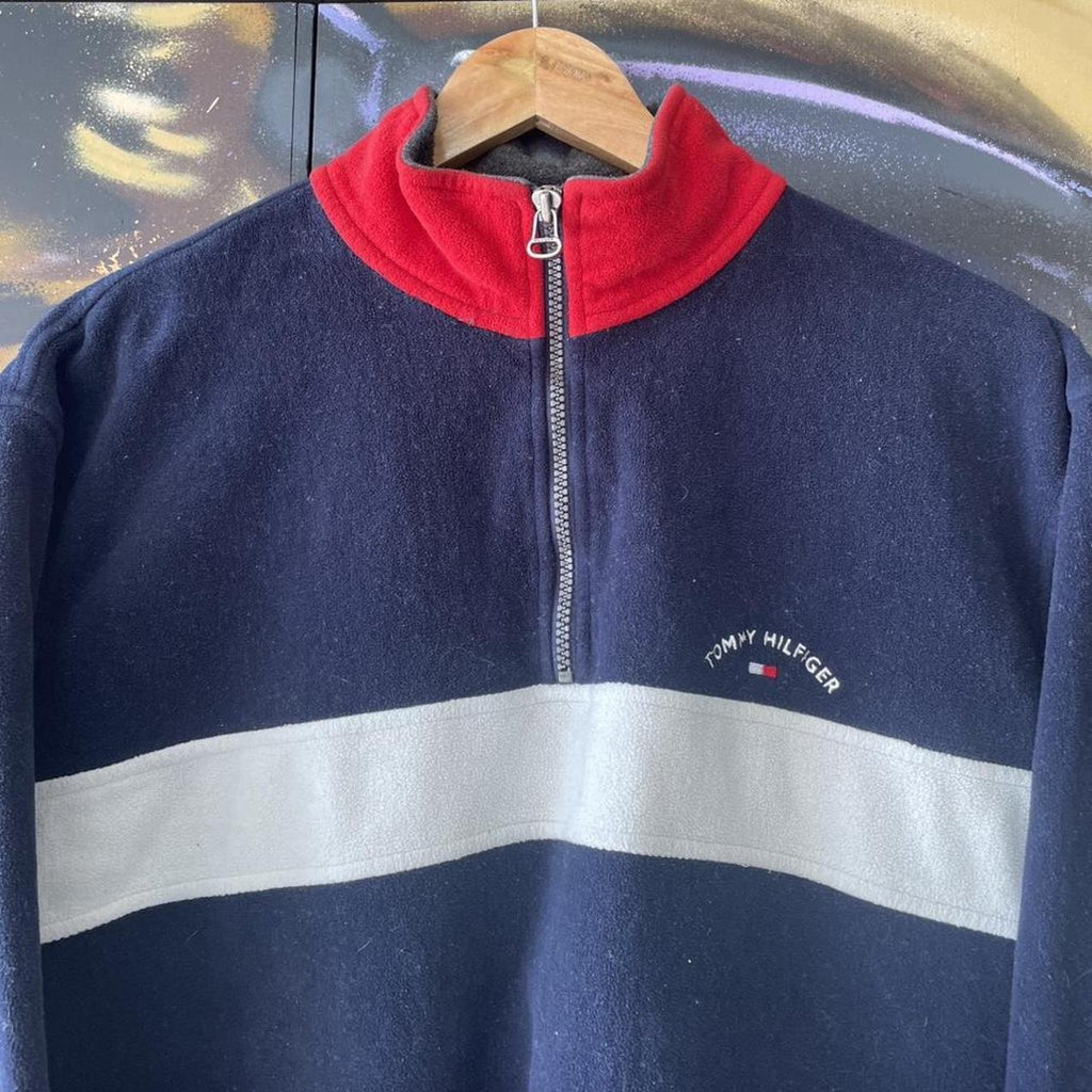 Tommy Hilfiger Chest Stripe Fleece Quarter Zip Sweatshirt