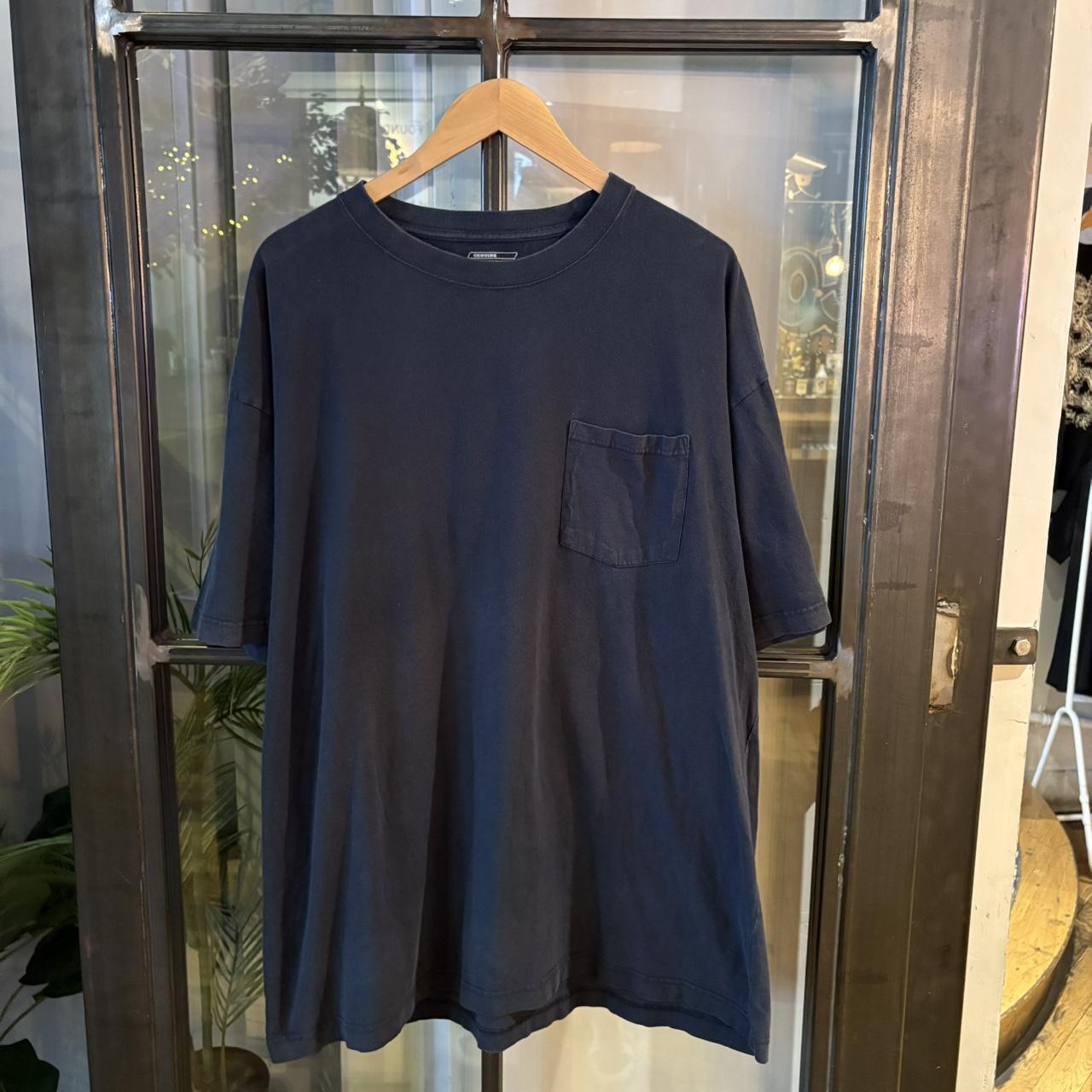TEE175 - Vintage Retro Essential Navy Dickies Pocket Top Tee T-shirt with patch logo on arm #90s #skater #top #essential #dickies