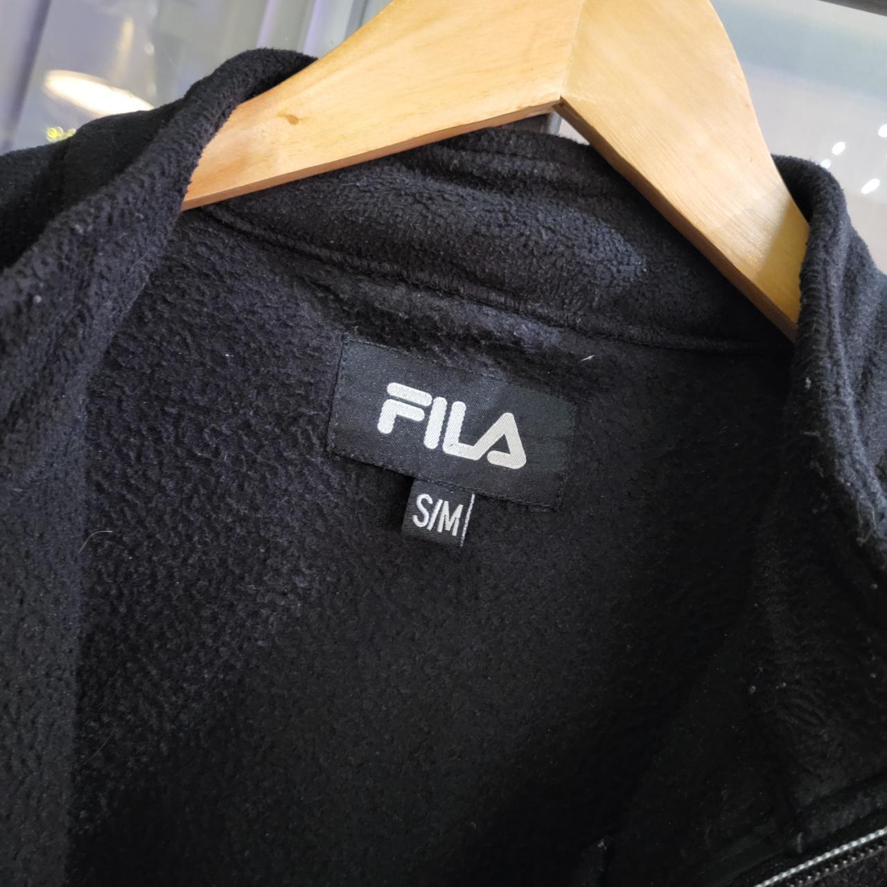 WDB058P - Vintage retro Essential Fila Black Full zip Up snap-T outdoor fleece jacket sweatshirt #pullover #outdoor #expedition #hike #gorpcore