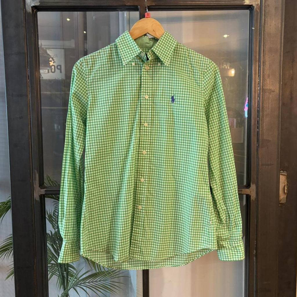 BR2804BD-F - Vintage Ralph Lauren green check pattern Longsleeve collared button up polo shirt top #Y2K #preppy #chiefkeef #smartcasual #oldmoney