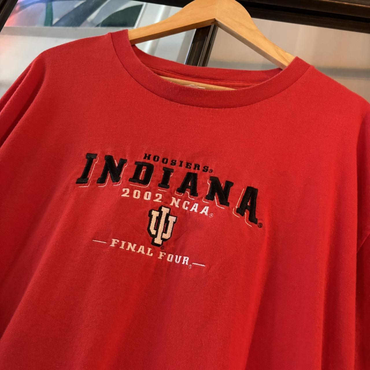 BR1803H-P - Vintage Retro Essential Red Hoosiers Indiana 2002 NCAA Basketball Final Four Embroidered Top Tee T-shirt #90s #basketball #college #ncaa #indiana