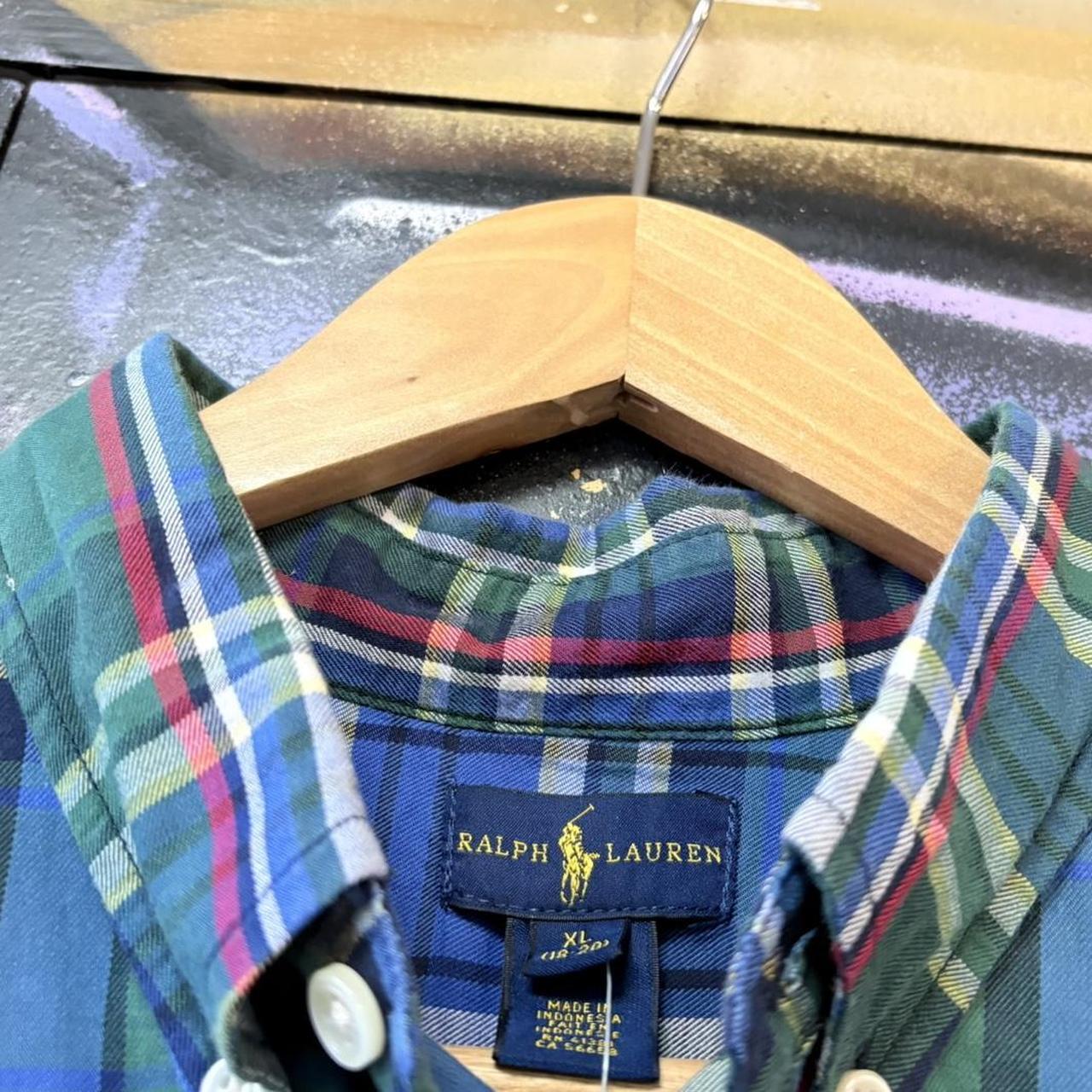 BR1912ALV-P - Vintage Ralph Lauren Blue and Green Check Longsleeve collared button up polo shirt top #Y2K #preppy #chiefkeef #smartcasual #oldmoney