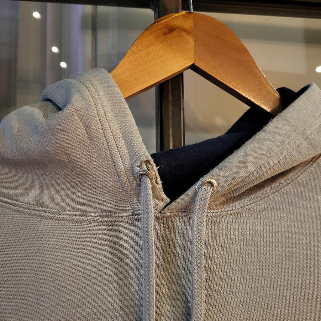 SWT313 - Vintage Retro Essential Champion Grey Stone Hoodie sweatshirt with big spellout centre chest embroidered logo #champion #90s #y2k #skater #casual