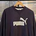 MA0406DZ-P - Vintage Retro Essential Navy Puma Crewneck Jumper Sweatshirt with embroidered patch spell out logo #90s #sportswear #essential #y2k #puma